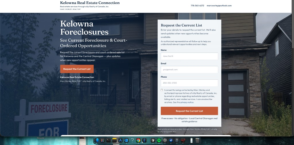 Polished desktop landing page with hero promise and lead form