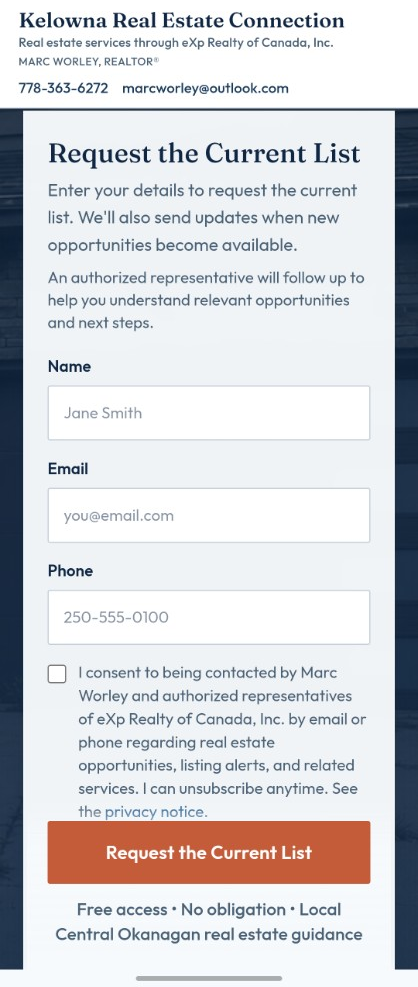 Short lead intake form for foreclosure alerts