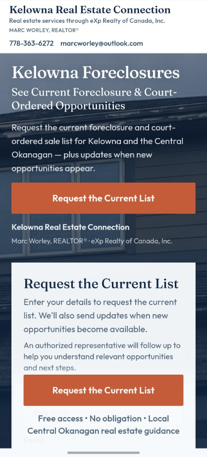 Mobile landing page for Meta ad traffic
