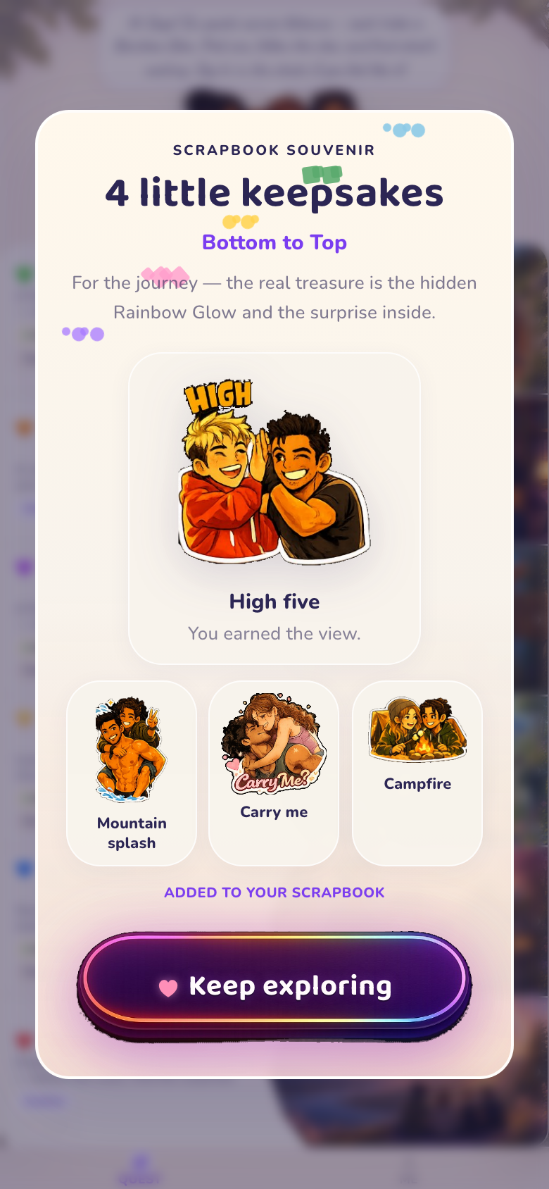 Unlocked reward and collectible keepsake