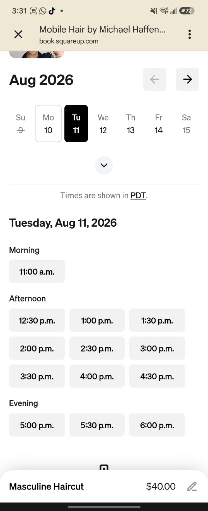 Simplified booking: pick a date and time